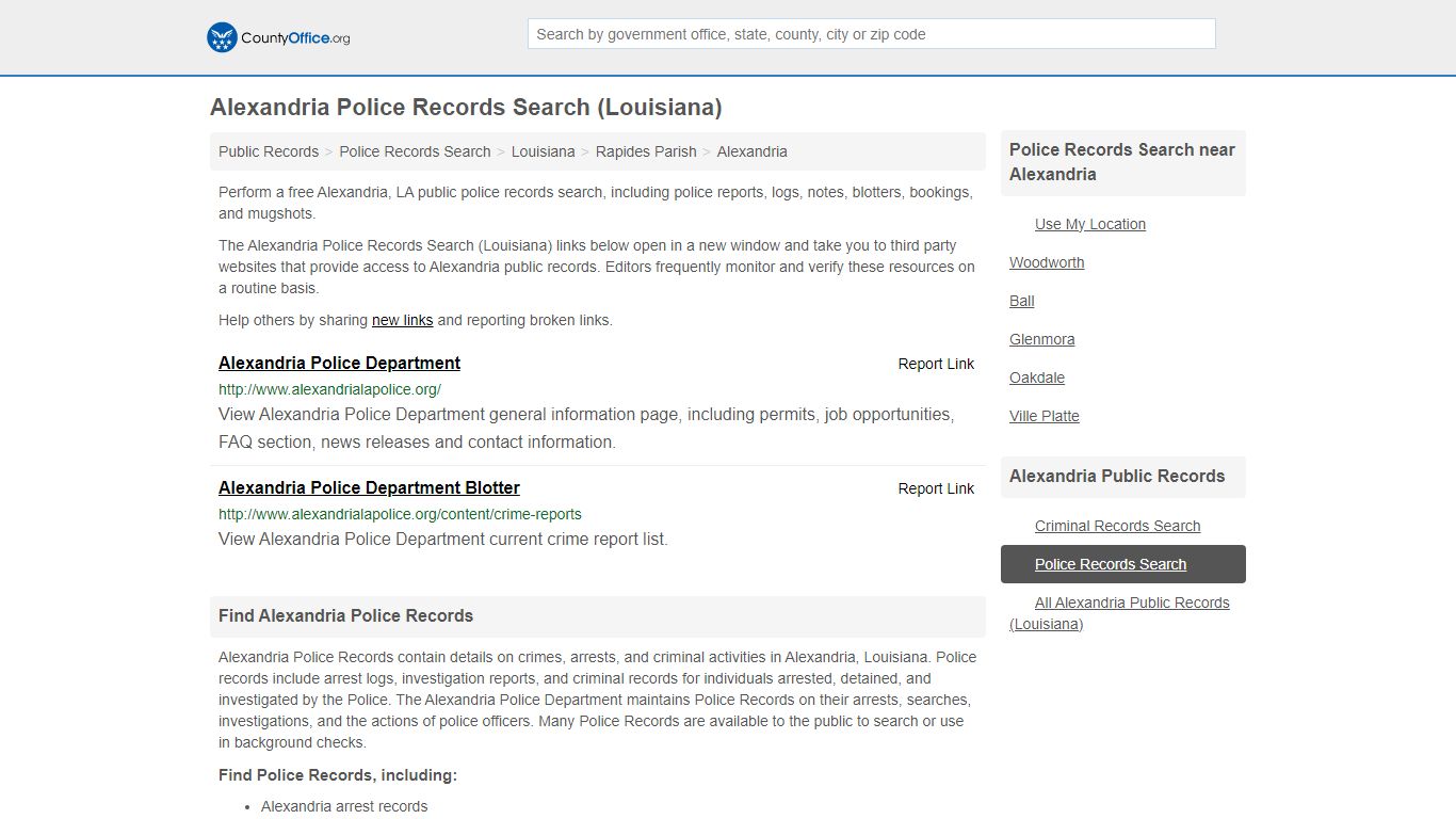 Police Records Search - Alexandria, LA (Accidents & Arrest Records)